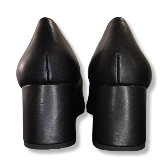 Anne Klein Leather Square Toe 2.5" Block Heel Loafer Slip On Style Pumps - Picture 8 of 11